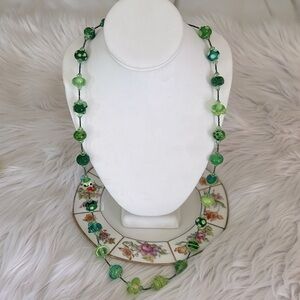 Glass Bead and Sterling Necklace